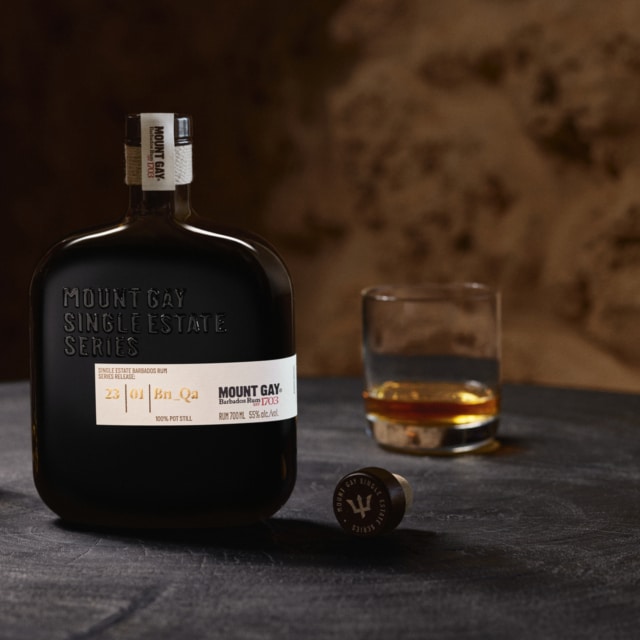 Mount Gay Photo Mg Single Estate Series 01 Bottle Glass Lifestyle Shot Landscape 2